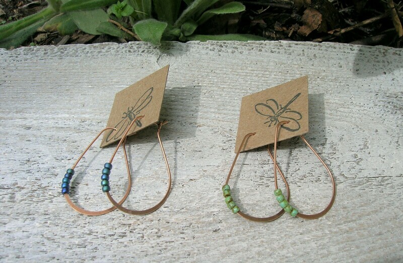 Elongated Oval Beaded Hoop