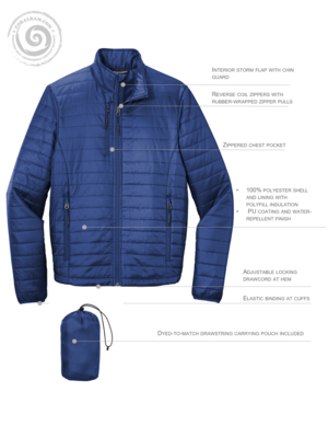 Custom Embroidered Puffy Jacket Full-Zip Port Authority Jacket Monogrammed Team Corporate Uniform Personalized Men&#39;s Ladies J850 L850