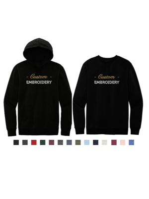 Custom Embroidered Sweatshirt, Crewneck and Hoodie, Personalized Athletic Style Sweater Sweatshirt, District V.I.T. Fleece, UNISEX, XS-4XL
DT6100 (Hood) DT6104 (Crew)