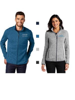 Custom Embroidered Port Authority® Sweater Fleece Jacket Business Team Corporate Uniform Personalized Men&#39;s Unisex Ladies XS-4XL