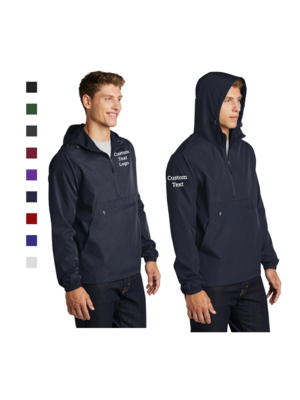 Custom EMBROIDERED Packable Anorak Jacket, Personalized Unisex Rain Jacket, Sport-Tek, XS-4XL JST66