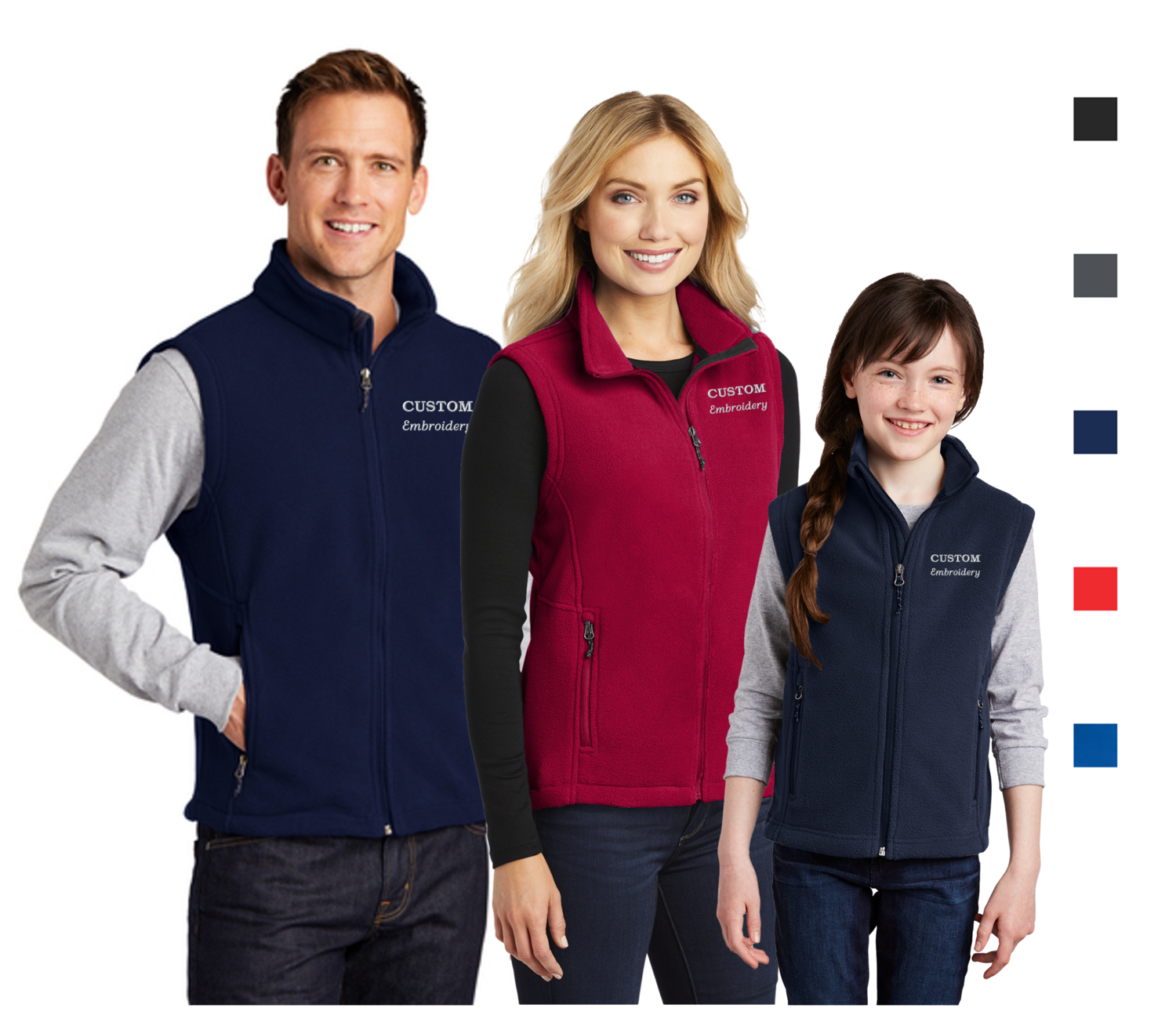 Custom Embroidered Value Full Zip Fleece Vest Business Team Corporate Uniform, Personalized Men&#39;s Unisex Ladies, Port Authority, XS-6XL F219 L219
