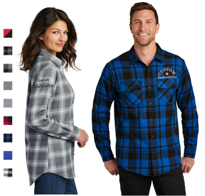 Custom Embroidered Ultra Soft Plaid Flannel Shirt Tunic Team Corporate Uniform Personalized Men&#39;s Ladies XS-4XL Port Authority W668 LW668
