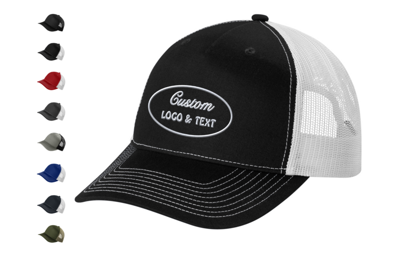 Custom Printed or Embroidered Trucker Hat Snapback Five-Panel Baseball Cap,  Personalized, One size fits all, Port Authority C115