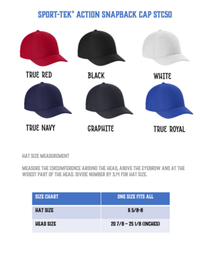 Custom Printed or Embroidered Sport-Tek® Action Snapback Cap,  Personalized, One size fits all, STC50, Baseball cap, Baseball hat
