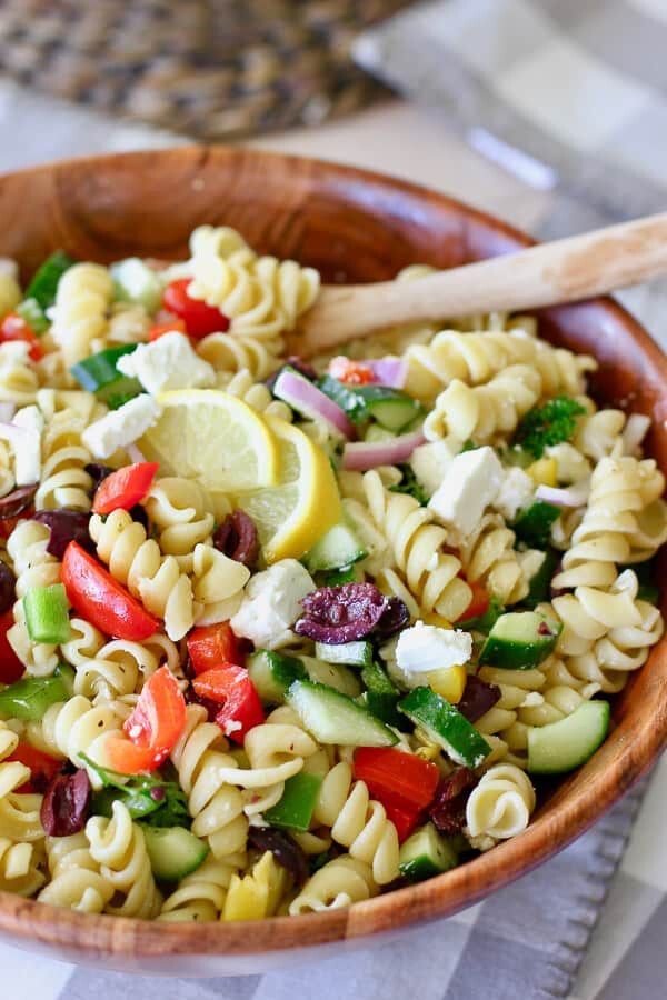 Greek Fusilli Pasta with Shrimp and Lemon Dill Dressing (veg option) Greek Fusilli Pasta with Shrimp and Lemon Dill Dressing (veg option)