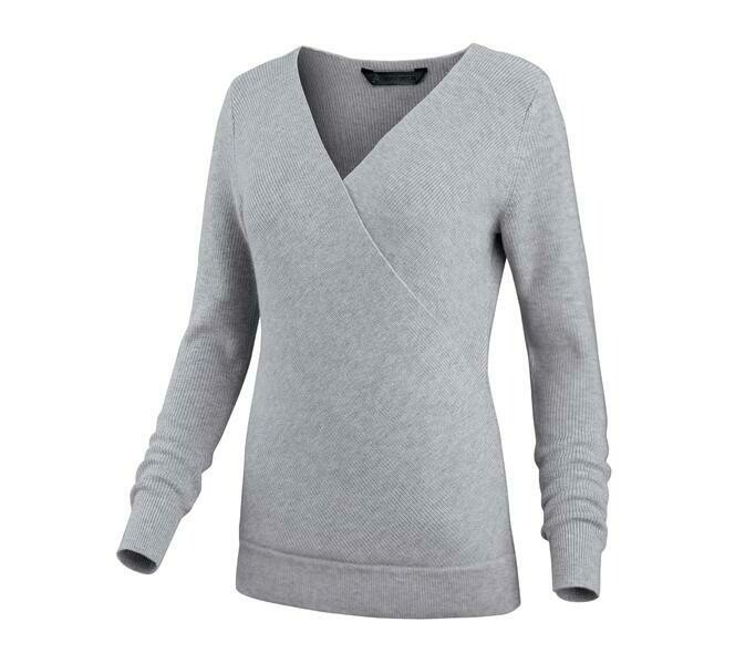 Apparel - Women's Heather Grey Wool-Blend Crossover Sweater