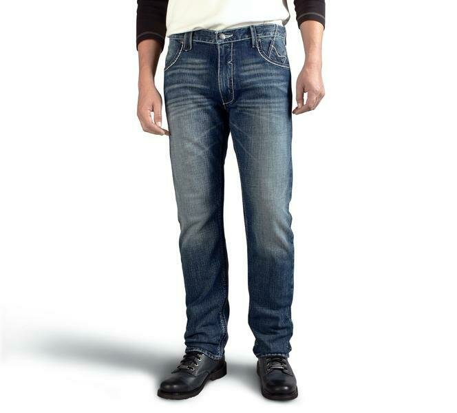Men&#39;s - 38/34 - Medium Indigo Straight Leg Fit Whipstitch Modern Jeans