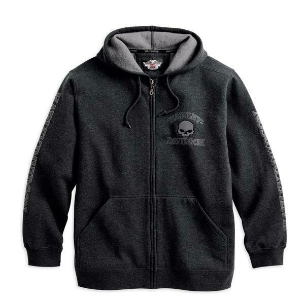 Apparel - Men&#39;s Smoke Grey Hooded Skull Sweatshirt