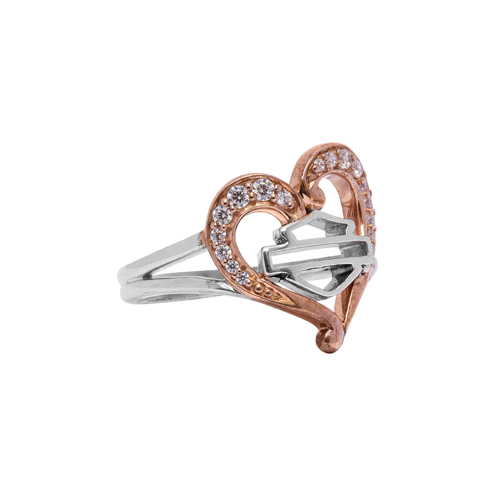 Jewelry - Women&#39;s - Sterling Silver &amp; Rose Gold plated Bling Heart Ring - SIZE6 ONLY