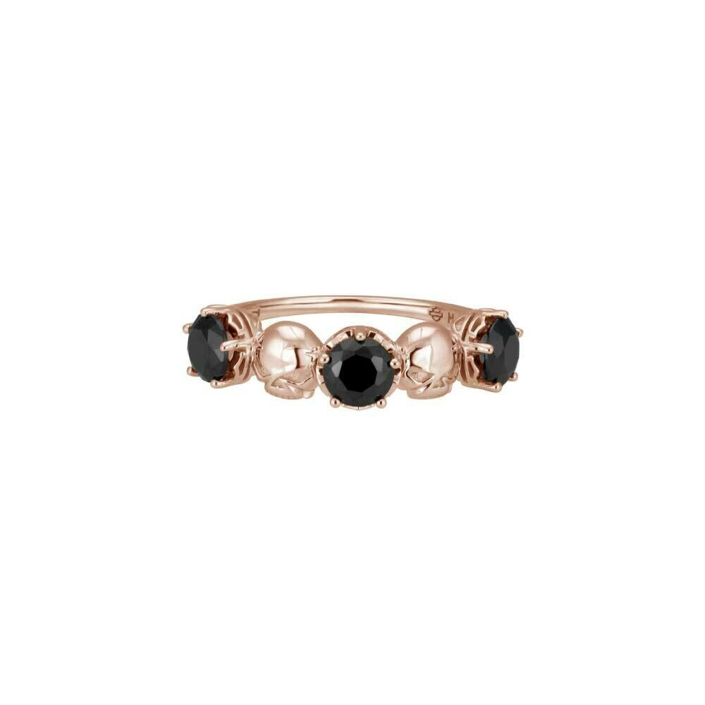 Jewelry - Women&#39;s - Sterling Silver &amp; Rose Gold Skull and 3 Stone Ring