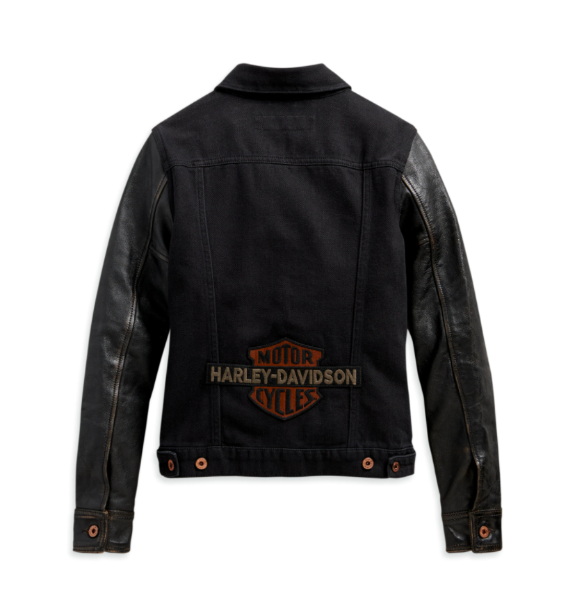 Apparel - Women's Logo Leather Sleeve Denim Jacket