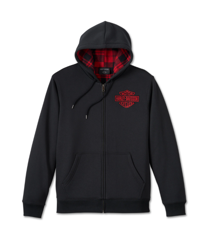 Apparel - Bar &amp; Shield Lined Zip-Up Hoodie for Men - Black Beauty