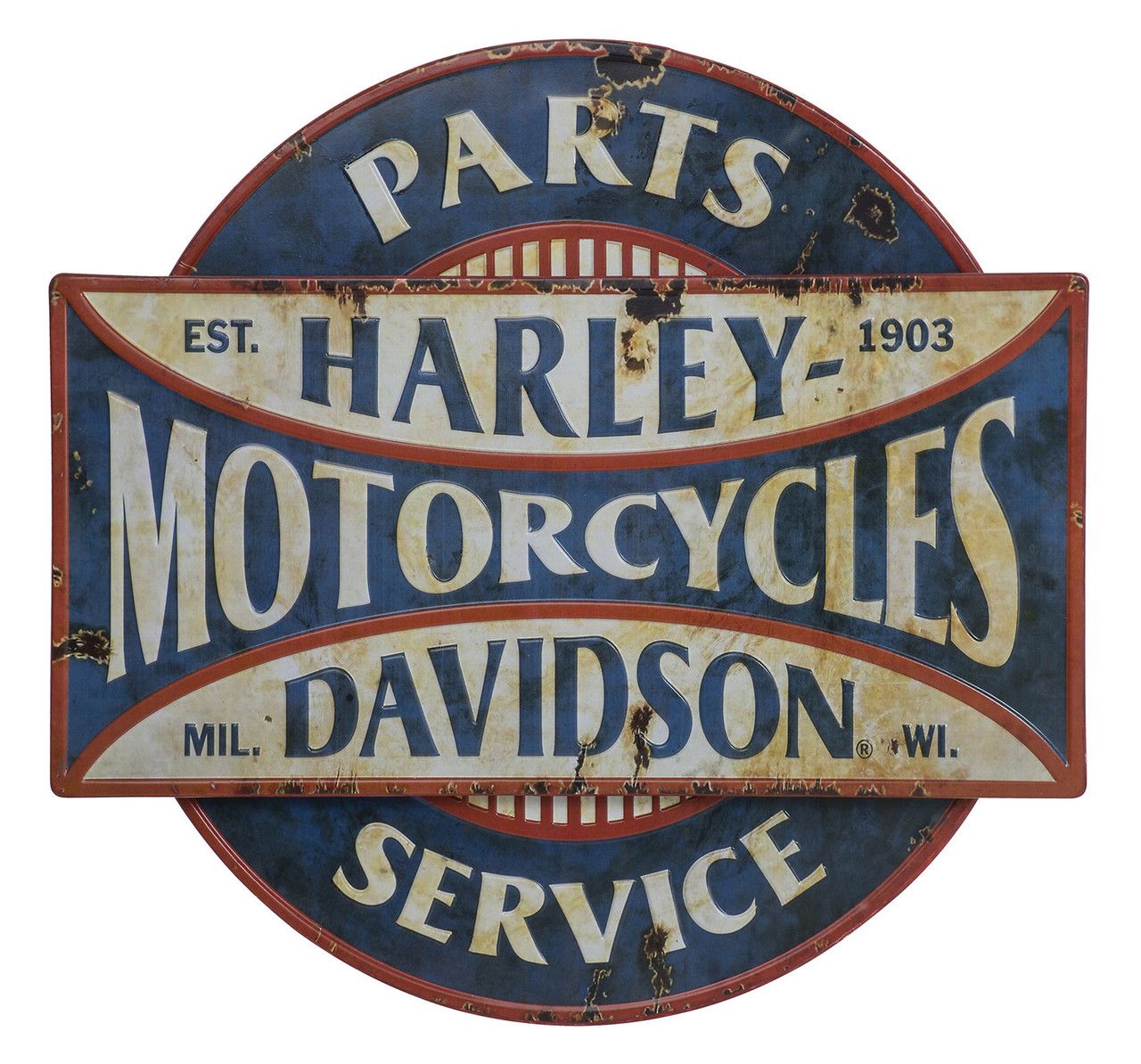 Household - Parts &amp; Service Two-Tired Distressed Metal Wall Art Sign