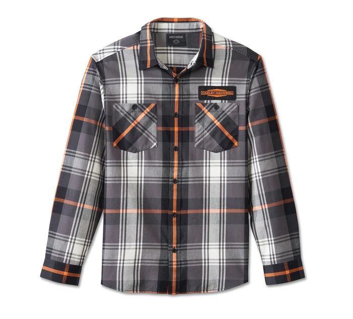 Apparel - Men&#39;s Stacked Bar &amp; Shield Long Sleeve Plaid Shirt- SIZE 2XL ONLY