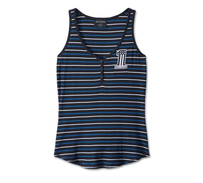 Apparel - Women&#39;s #1 Racing Striped Tank - YD Stripe - Harley Black