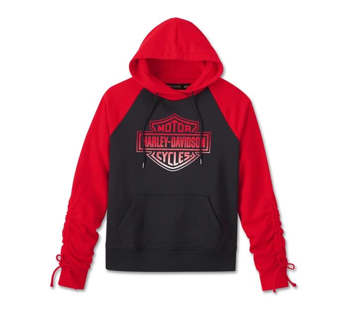 Apparel - Women&#39;s Simmering Bar &amp; Shield Hoodie - Colorblocked - Harley Black