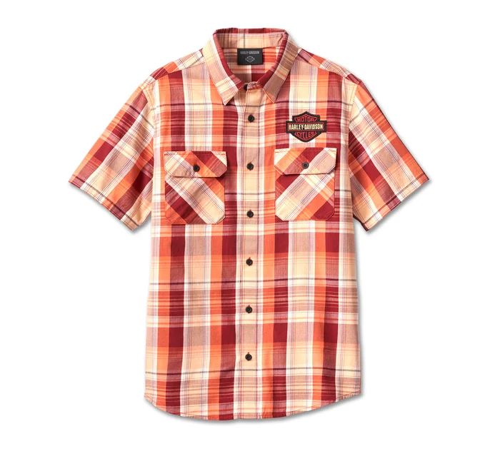 Apparel - Men&#39;s Bar &amp; Shield Plaid Shirt - YD Plaid - Merlot