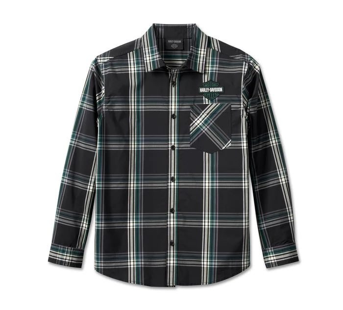 Apparel - Men&#39;s Classic Bar &amp; Shield Plaid Shirt - Black Plaid