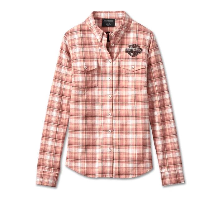 Apparel -Women&#39;s Retro Club Crew Flannel Shirt - YD Plaid - Light Mahogany