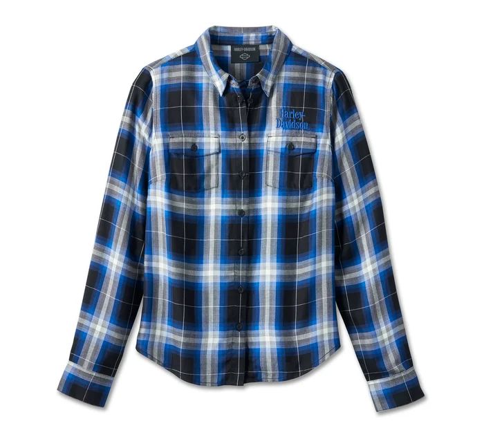 Apparel - Women's Bar &amp; Shield Long Sleeve Plaid Shirt -SIZE 2XL ONLY