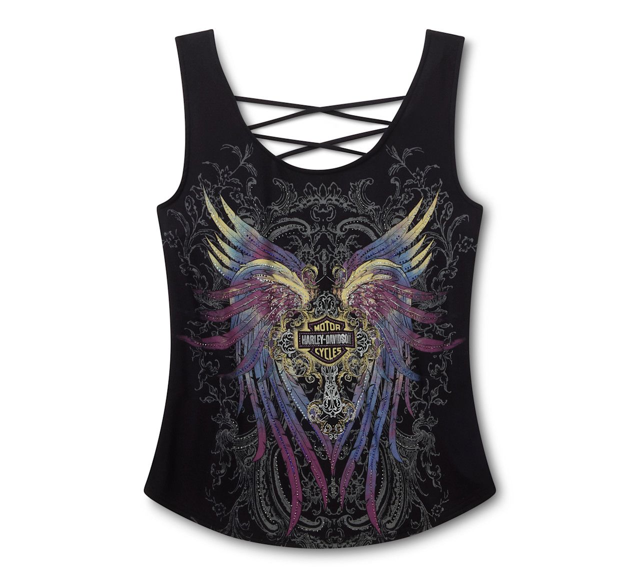 Apparel - Women's Black Bling Laced Back Tank