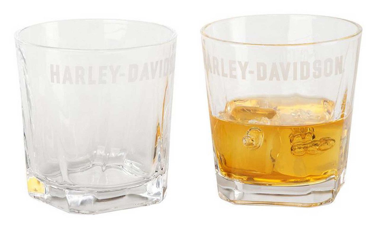 Drinkware - Etched H-D Logo Rocks Glass Set