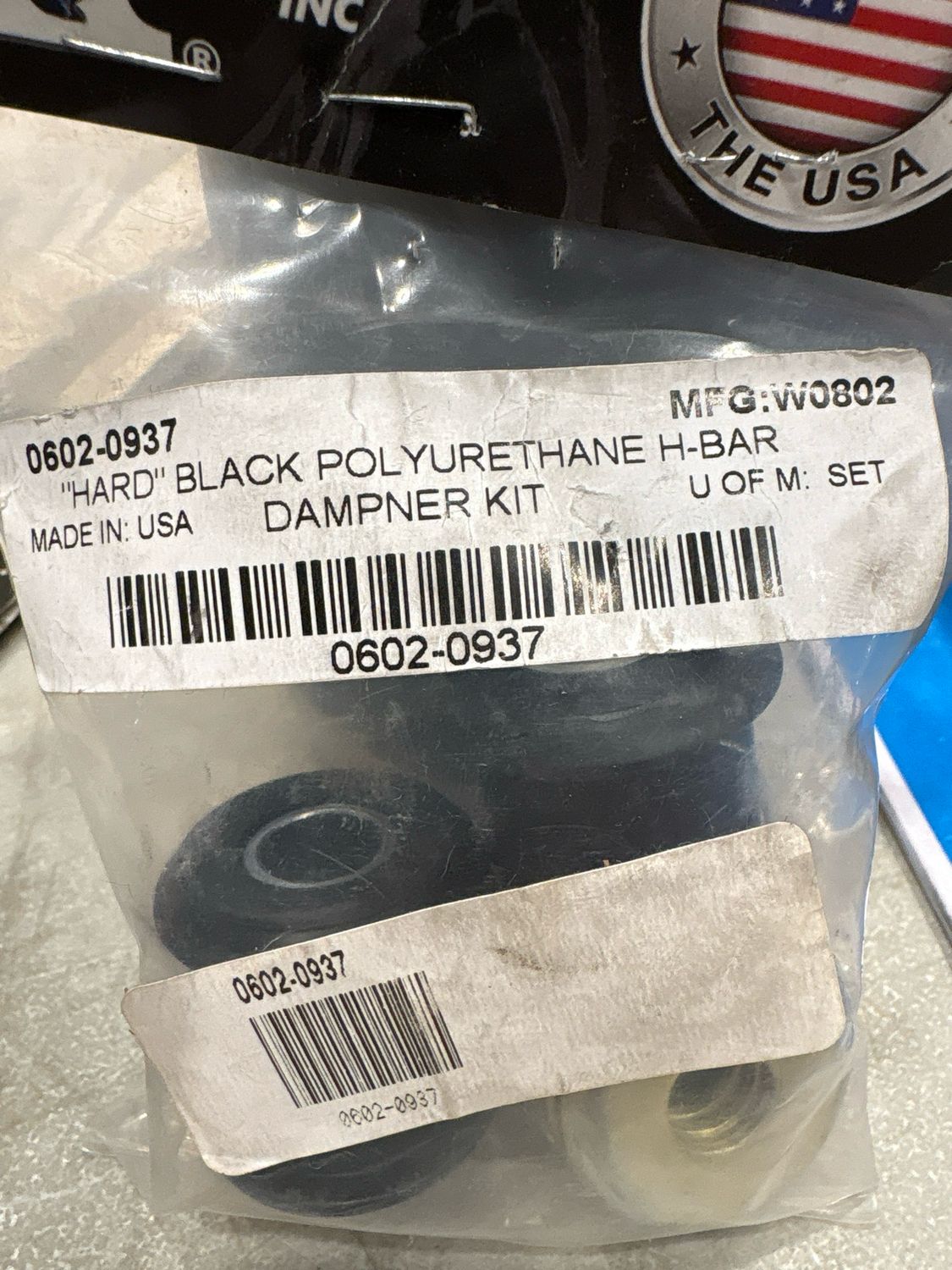 Hard Black Polyurethane H-bar Dampener Kit