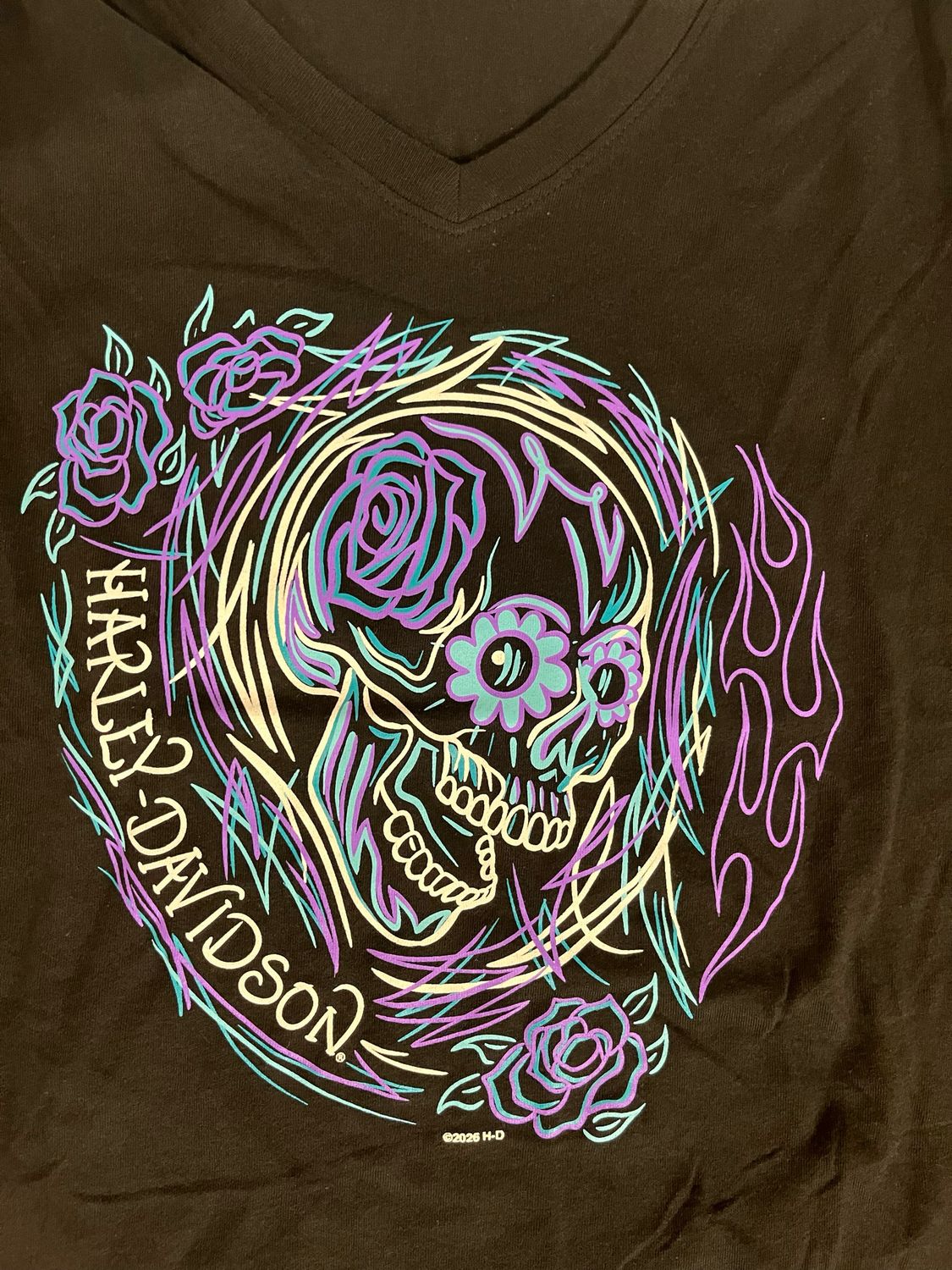 Women's Custom Shirt - Skull Pinned V-Neck Tee