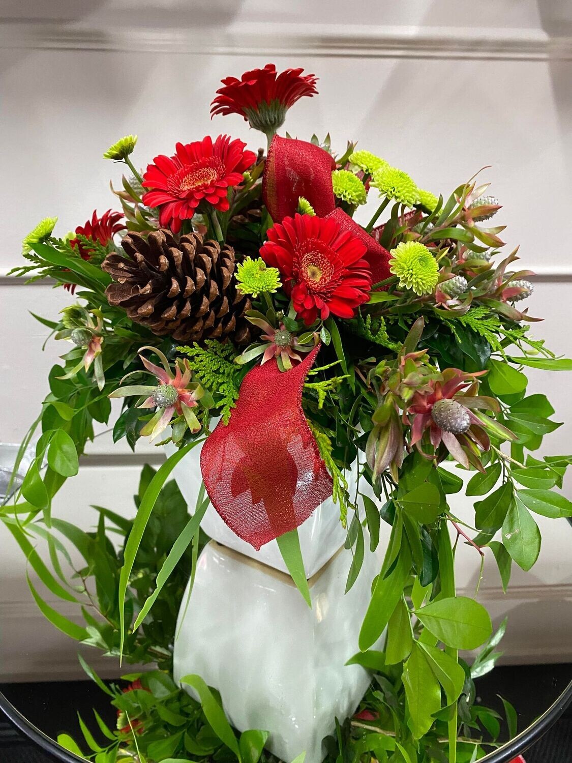 Festive Flowers In Ceramic Vase