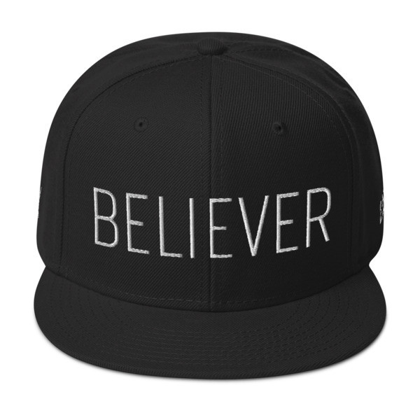&quot;Believer&quot; Wool Snapback Hat - Front, Back, Sides