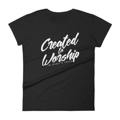 "Created to Worship" Ladies (Relaxed Fit) Christian t-shirt