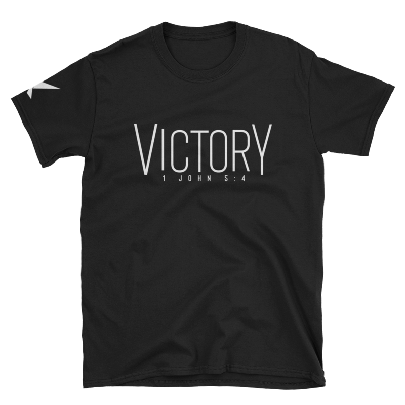 &quot;Victory&quot; Christian t-shirt (with sleeve print)