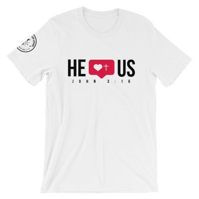 "He Loves Us" John 3:16 (Unisex) Christian t-shirt