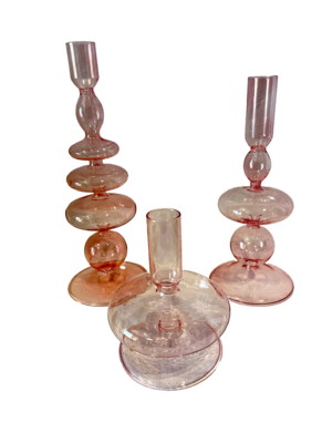 MUSE 1 - Bougeoirs rose- lot de 3