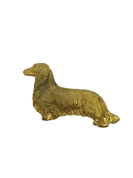 Broche de oro Teckel pelo largo