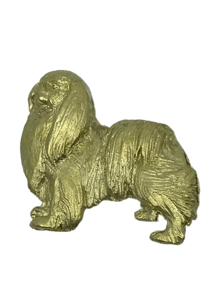 Broche de oro Spaniel Japones