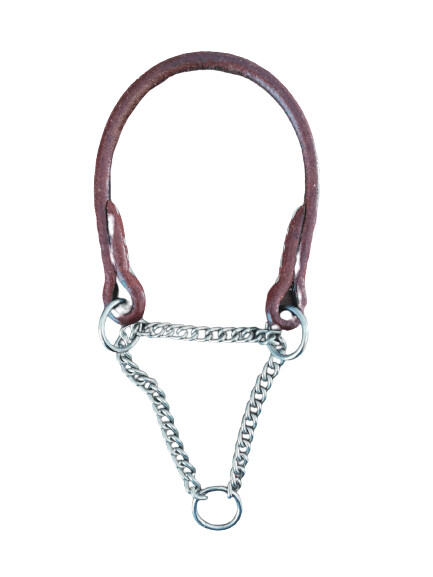 Collar de piel semiahogo marrón redondo