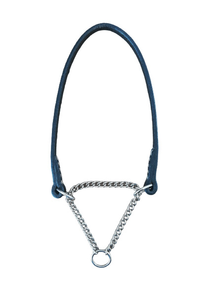 Collar de piel semiahogo negro plano