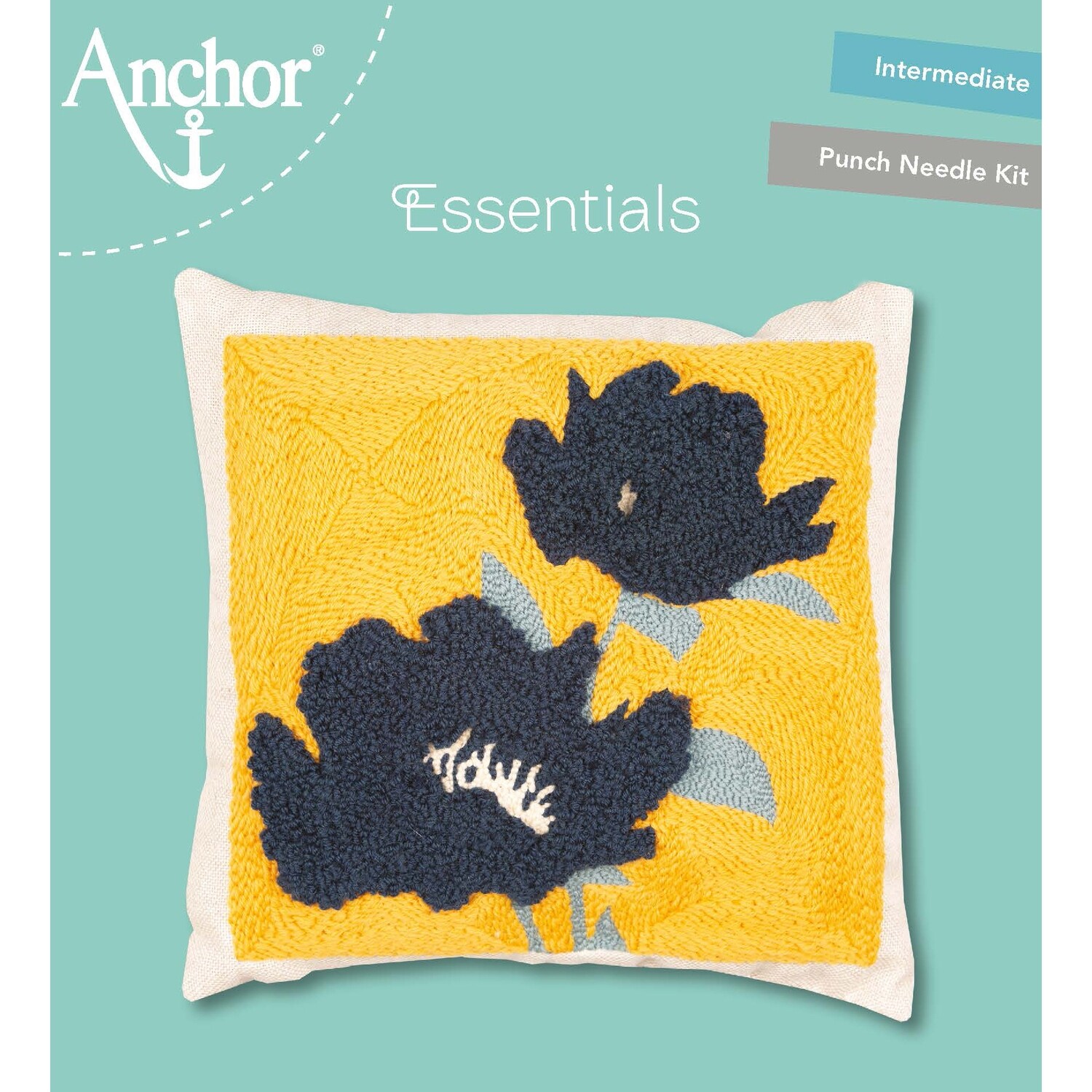 Anchor Essentials Punch Needle Kit - Floral cushion 30 x 30 cm