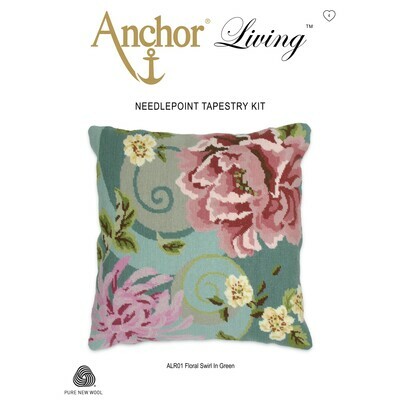 Anchor Living Tapestry Kit - Tapestry Floral Swirl in Green Cushion