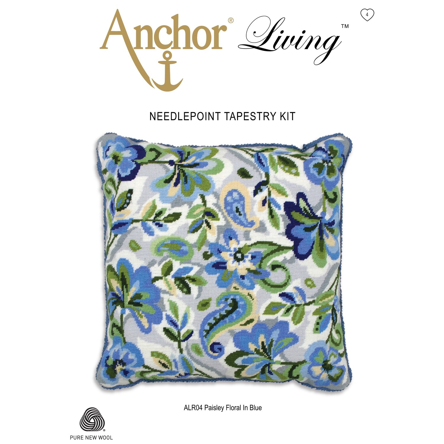 Anchor Living Tapestry Kit - Tapestry Paisley Floral Blue Cushion