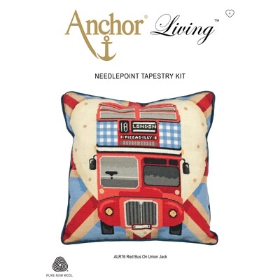 Anchor Living Tapestry Kit - Tapestry Red Bus on Union Jack Cushion