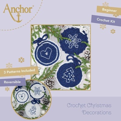 Crochet Christmas Decorations - Christmas Crocheted Circles (Blue Set)