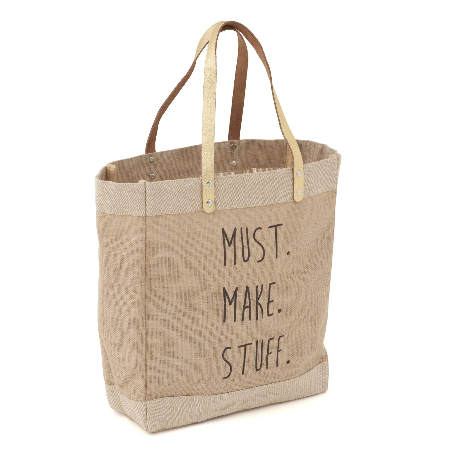 Craft Tote Bag Medium - Printed Jute 'Must Make Stuff'