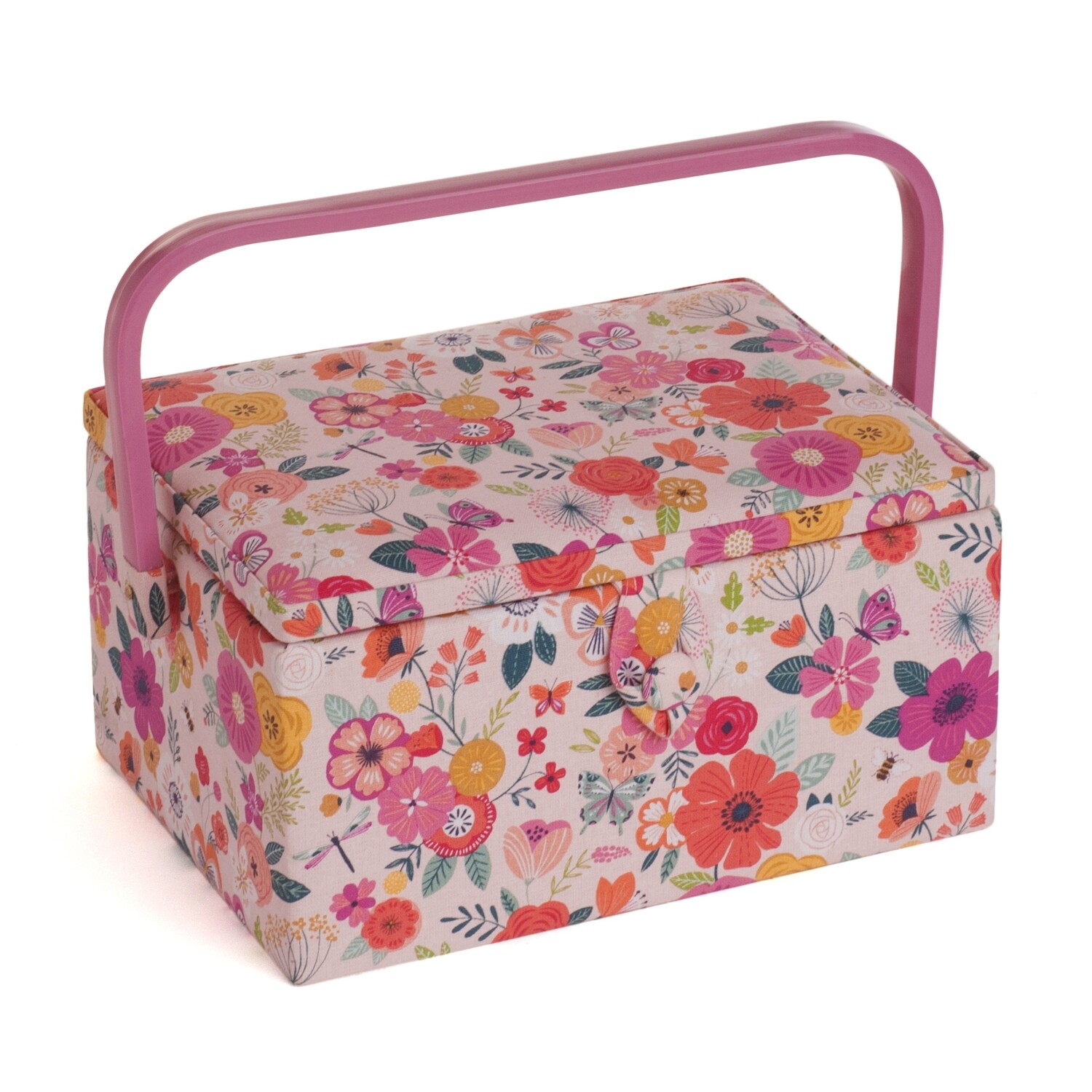 Sewing Box Medium - Floral Garden Pink