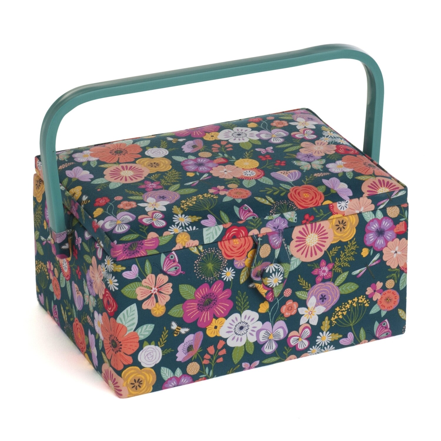 Sewing Box Medium - Floral Garden Teal