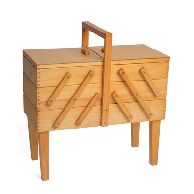 Sewing Box Wood - 3 Tier with Legs