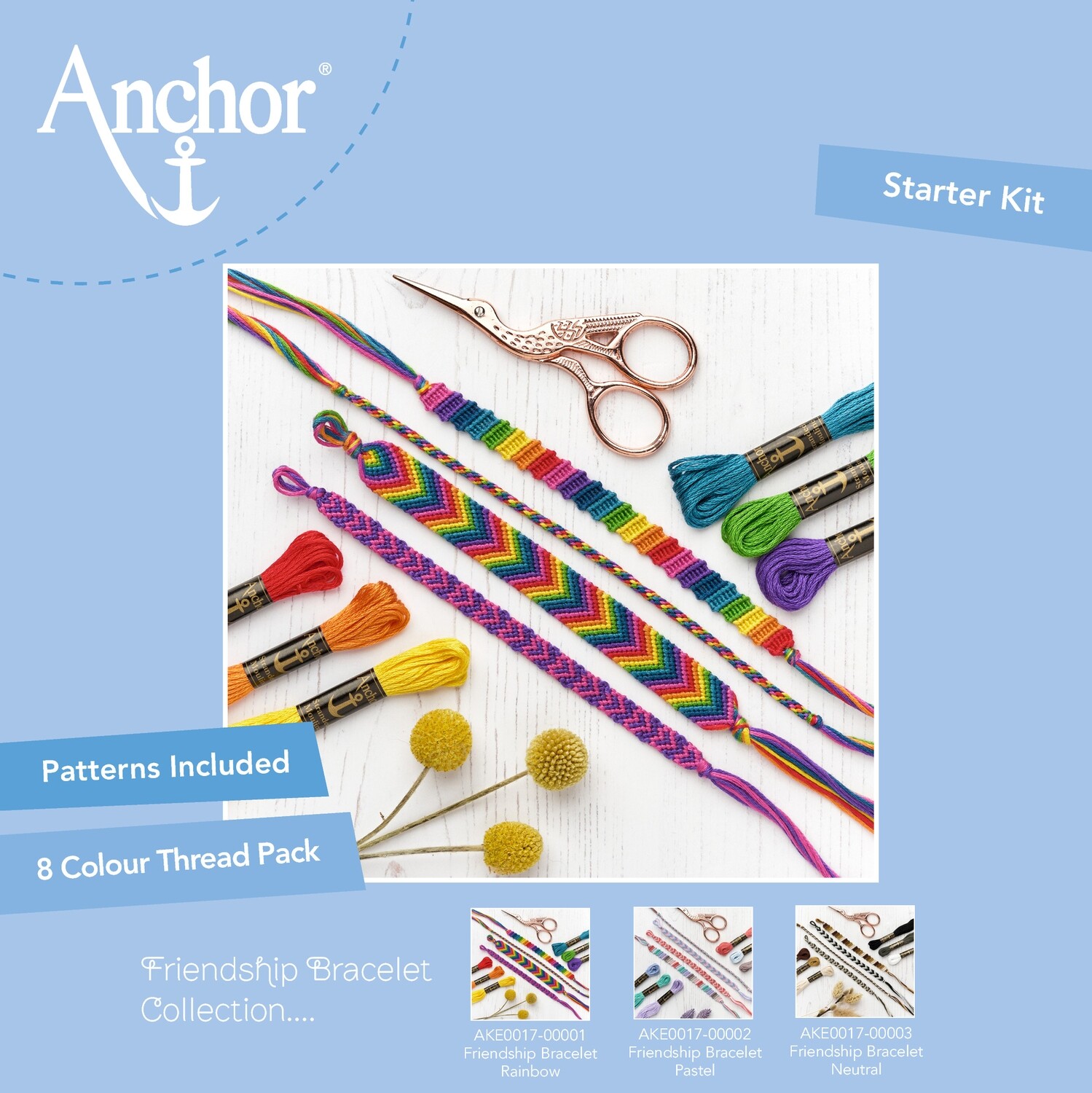 Anchor Craft Kit - Friendship Bracelet Kit - Rainbow
