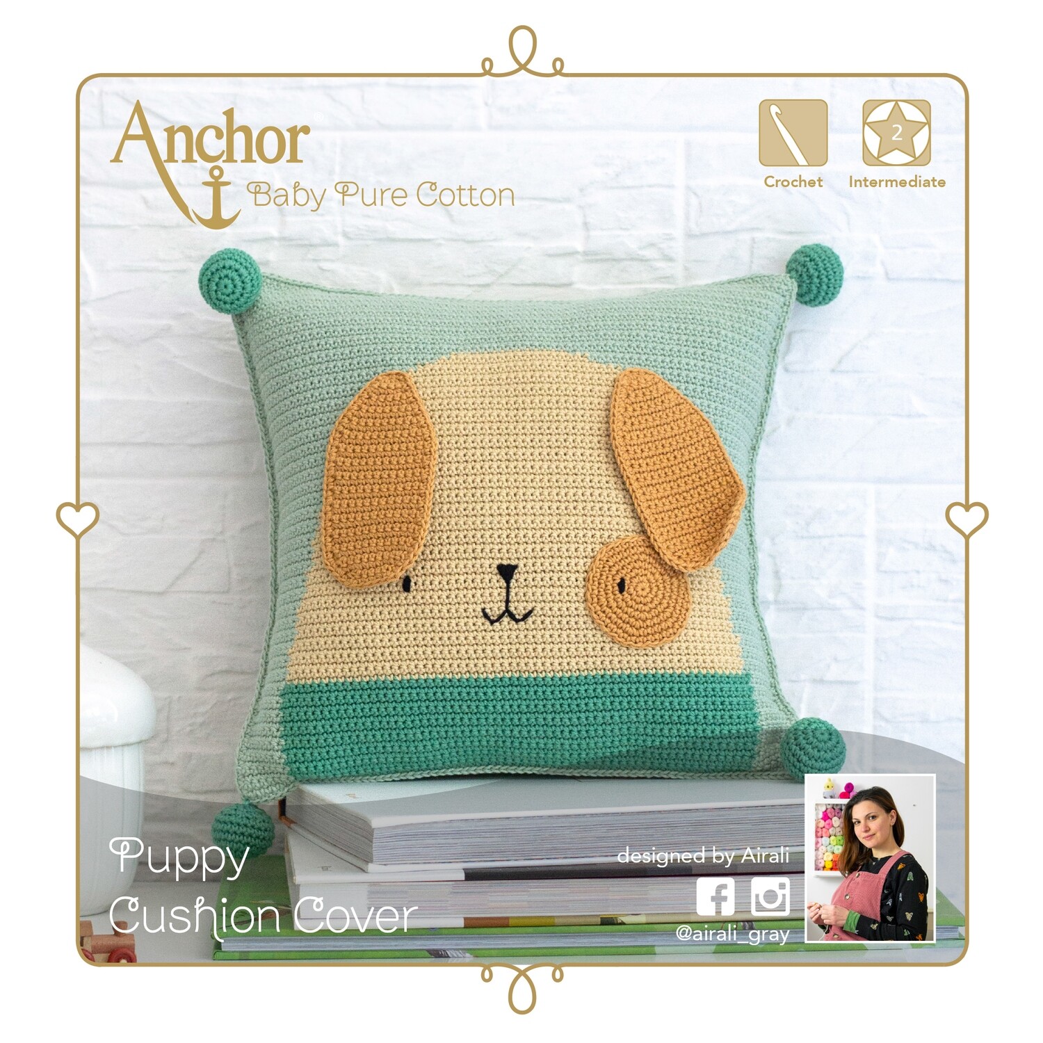 Anchor Cushion Crochet Kit- Puppy